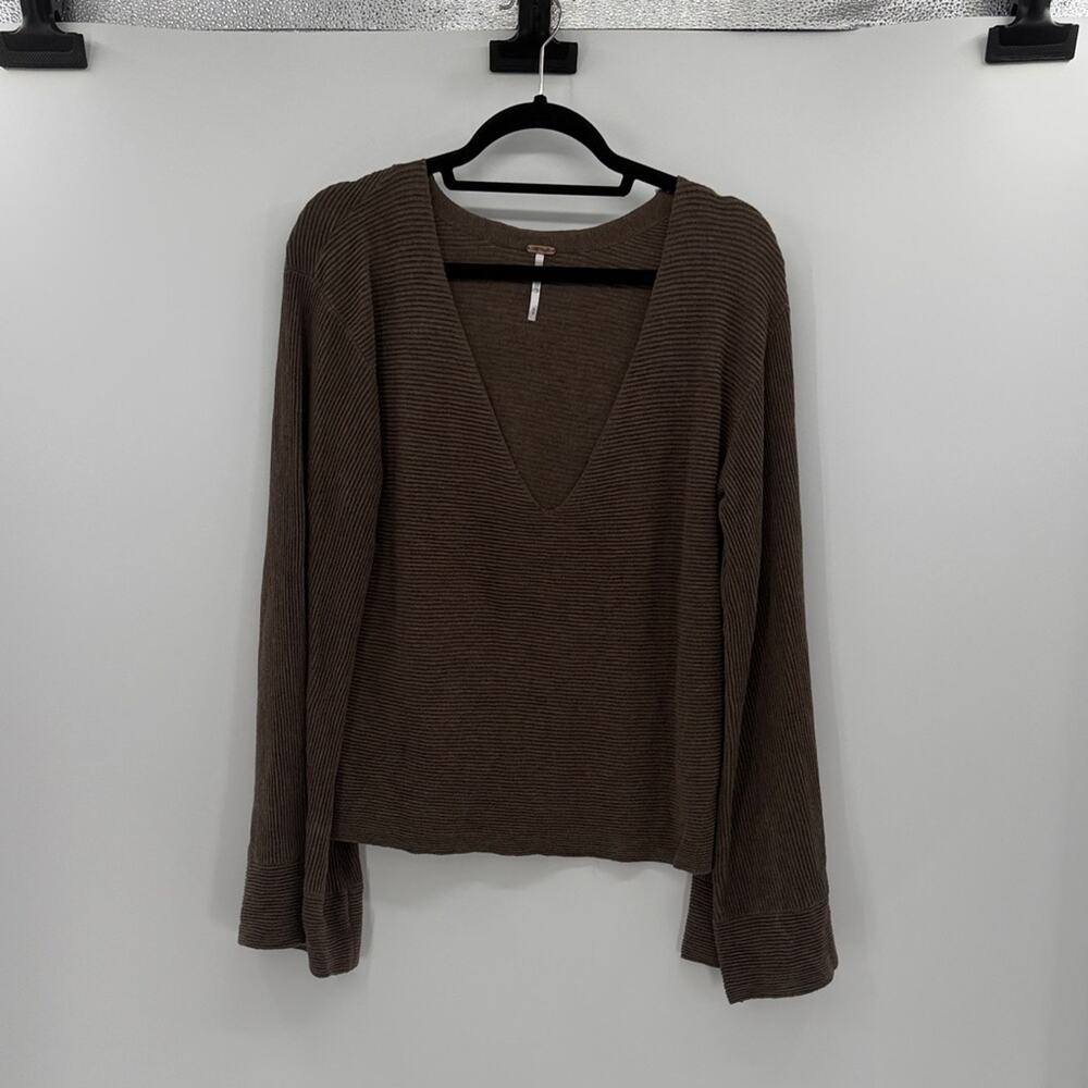 Free People Starman Ribbed Pullover Sweater - Brown - Medium